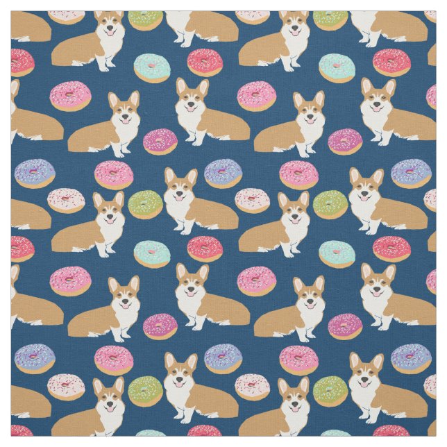 Corgis Doughnuts Fabric - cute corgi doughnut (Swatch)