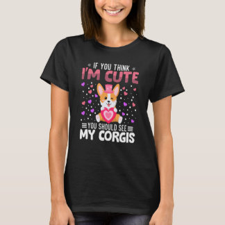 Corgis Heart Valentine's Day Animal For Womens Kid T-Shirt