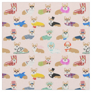 corgis in costumes dog pink fabric
