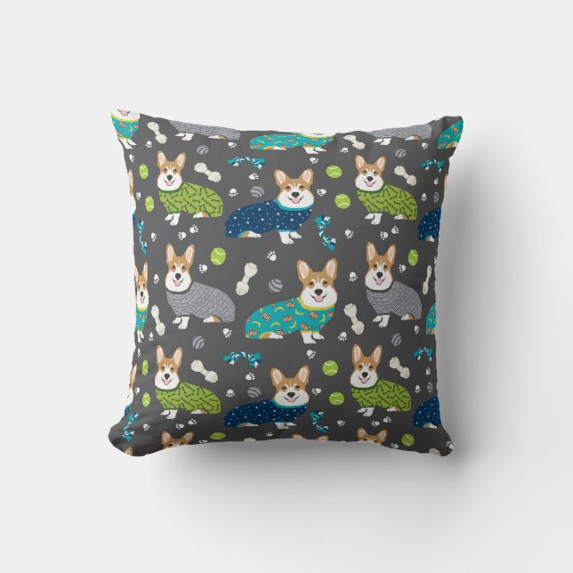 Corgi's in Pjs pillows (Front)