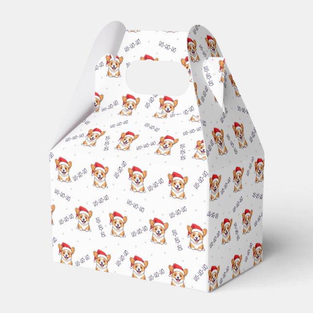Corgis in Santa Hats Christmas Pattern Favor Box (Front Side)