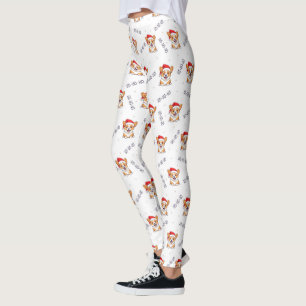 Corgis in Santa Hats Christmas Pattern Leggings