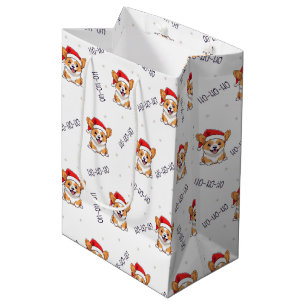 Corgis in Santa Hats Christmas Pattern Medium Gift Bag