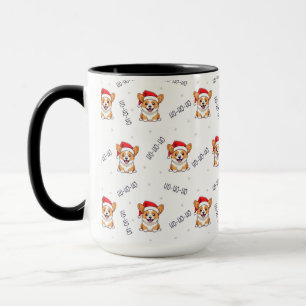 Corgis in Santa Hats Christmas Pattern Mug