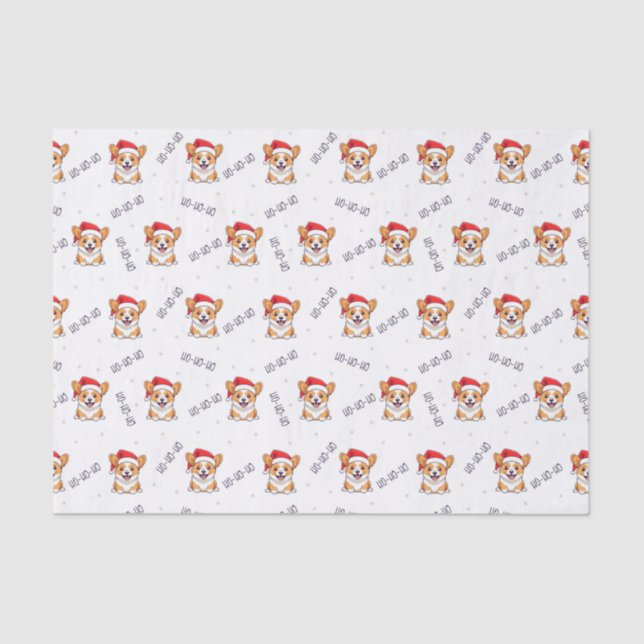 Corgis in Santa Hats Christmas Pattern Tissue Paper (Front)