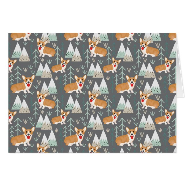 Corgis in the Mountains and Forest Pattern (Front Horizontal)