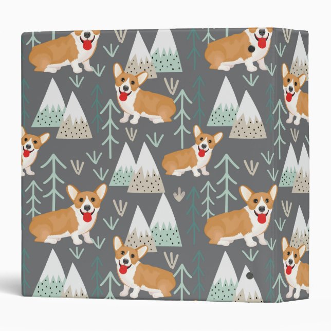 Corgis in the Mountains and Forest Pattern Binder (Back/Spine)