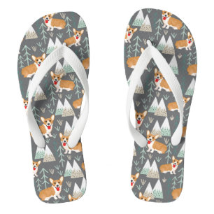 Corgis in the Mountains and Forest Pattern Flip Flops