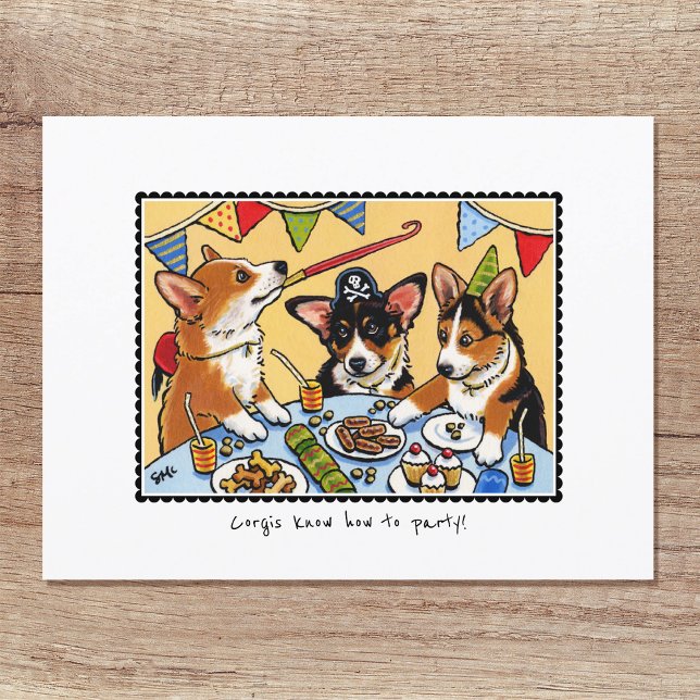 Corgis know how to Party! Dog Custom Birthday Postcard (Creator Uploaded)