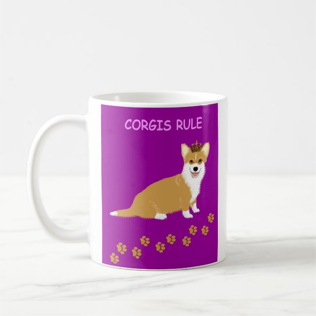 Corgis Rule Purple Coffee Mug (Left)