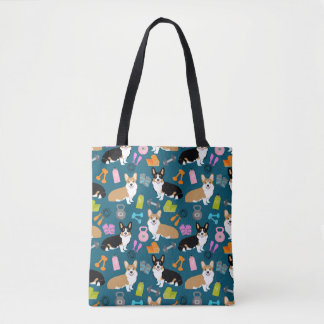 Corgis Workout - tri and red corgi design Tote Bag
