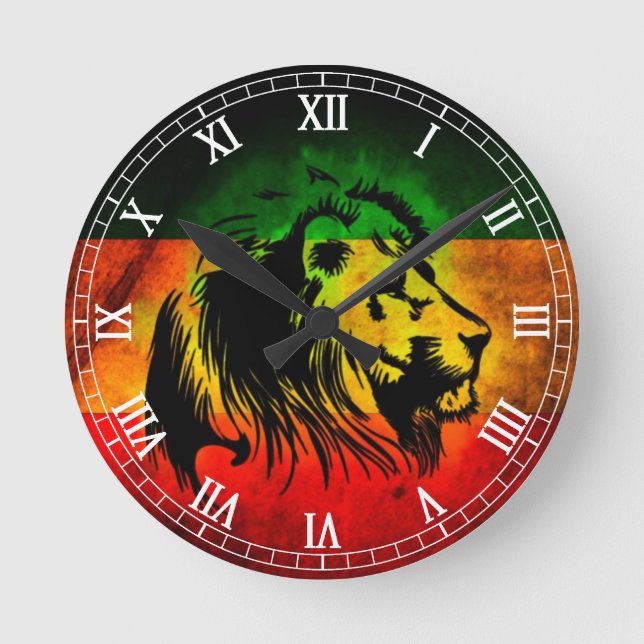Cori Reith Rasta reggae lion Round Clock (Front)