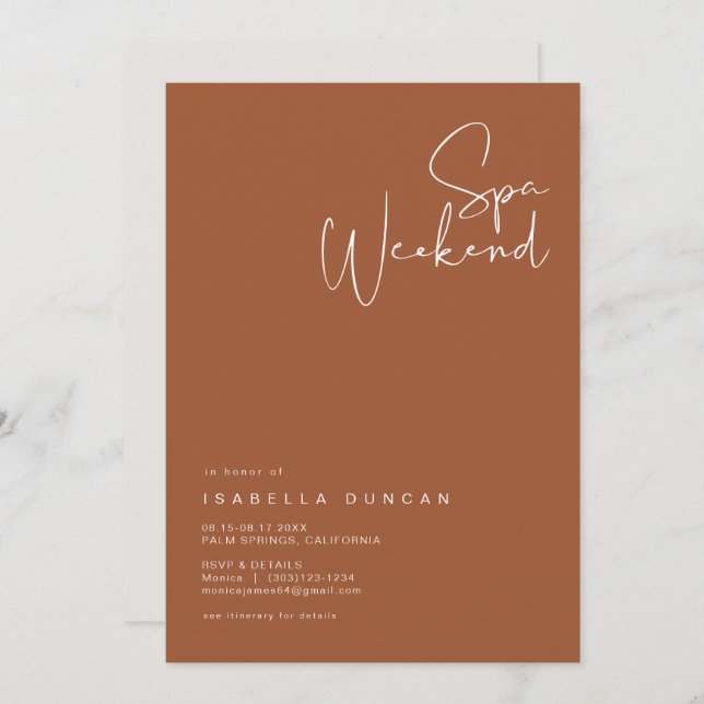 CORIANDER Bohemian Burnt Orange Bachelorette Invit Invitation (Front/Back)