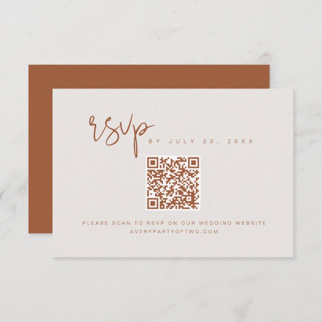 CORIANDER Bohemian Burnt Orange QR Code RSVP Card (Front/Back)
