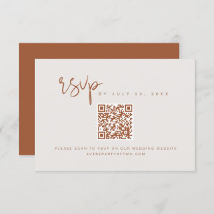 CORIANDER Bohemian Burnt Orange QR Code RSVP Card