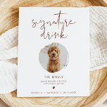 CORIANDER Boho 1 Photo Pet Signature Drink  Poster<br><div class="desc">This signature drink sign features one photo slot, an edgy handwritten font, and a modern minimalist design with a boho rust and white colour combination. Easily change the font and background colour to match your event. This sign is perfect for adding either a photo of the bride and groom, kiddos,...</div>