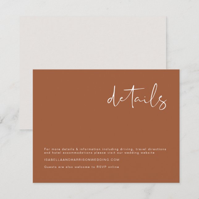 CORIANDER- Boho Burnt Orange Modern Minimal Detail Invitation (Front/Back)