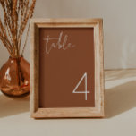 CORIANDER Boho Burnt Orange Modern Table Number<br><div class="desc">This wedding table number features an edgy handwritten font and modern minimalist design with earthy bohemian burnt orange colouring. Easily change the number to create all your table numbers. All colours are editable.</div>