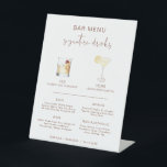 CORIANDER Boho Cocktail Signature Drink Bar Menu  Pedestal Sign<br><div class="desc">This signature drink and bar menu sign features an edgy handwritten font and modern minimalist design and boho rust colour font. The watercolor graphics are handmade and 15 popular drinks are included here in this listing. Click the 'edit using design tool' button in the personalization section to see the drinks...</div>