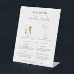 CORIANDER Boho Cocktail Signature Drink Bar Menu  Pedestal Sign<br><div class="desc">This signature drink and bar menu sign features an edgy handwritten font and modern minimalist design and boho rust colour font. The watercolor graphics are handmade and 15 popular drinks are included here in this listing. Click the 'edit using design tool' button in the personalization section to see the drinks...</div>