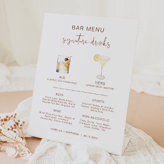 CORIANDER Boho Cocktail Signature Drink Bar Menu Pedestal Sign