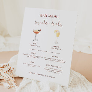 CORIANDER Boho Cocktail Signature Drink Bar Menu  Pedestal Sign