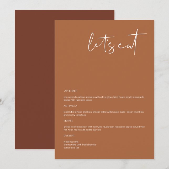 CORIANDER Boho Terracotta 5x7" Let's Eat Menu (Front/Back)
