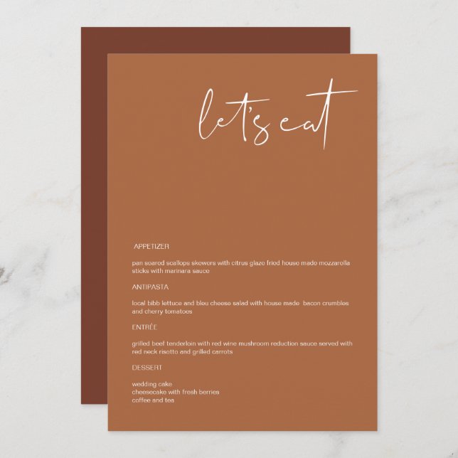 CORIANDER Boho Terracotta 5x7" Mangeons le menu (Devant / Derrière)