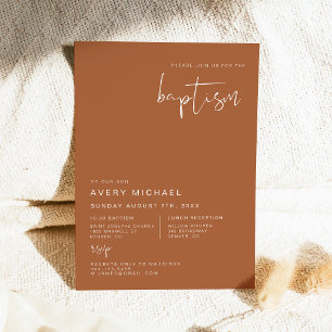 CORIANDER Boho Terracotta and Rust Desert Baptism Invitation