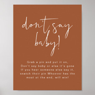 CORIANDER Boho Terracotta Don't Say Baby Sign