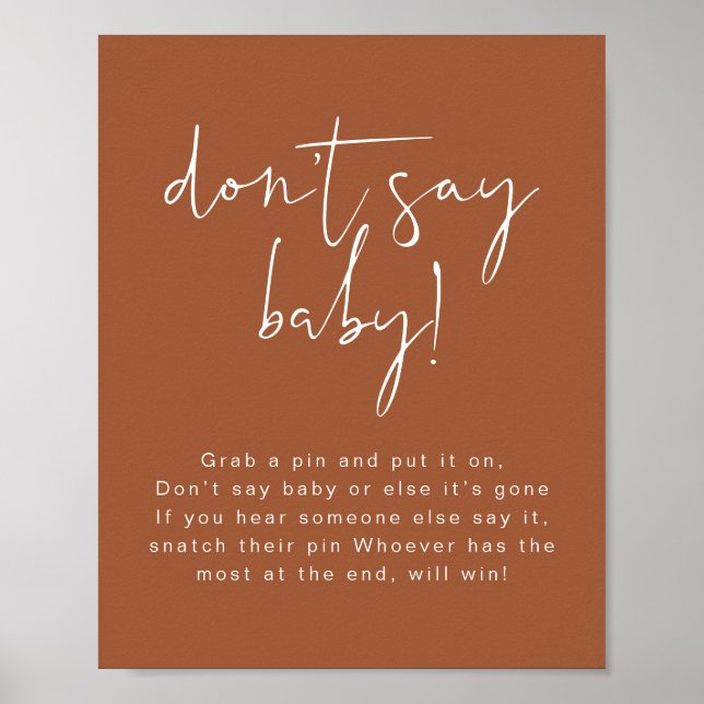 CORIANDER Boho Terracotta Don't Say Baby Sign (Front)