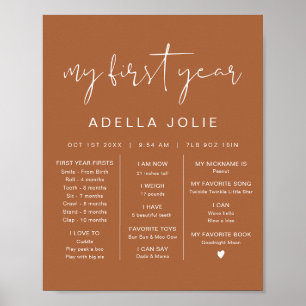CORIANDER Boho Terracotta First Year Milestone Poster