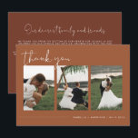 CORIANDER Boho Terracotta Photo Wedding Thank You Invitation<br><div class="desc">This wedding thank you card features an edgy handwritten font, 3 photo slots and modern minimalist design and a boho terracotta, rust and white colour combination. Use these templates to edit all wording, font, font colour, and the background colour to match your event style. Easily edit the photos on the...</div>