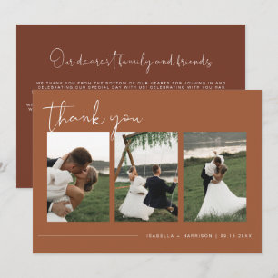 CORIANDER Boho Terracotta Photo Wedding Thank You Invitation
