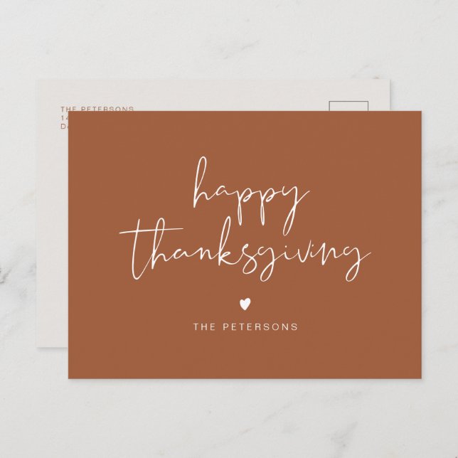 CORIANDER Modern Boho Terracotta Thanksgiving  Postcard (Front/Back)