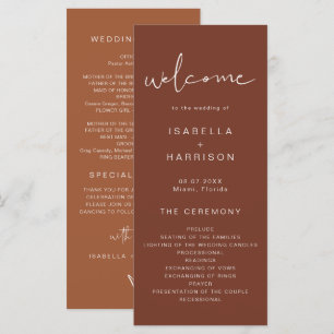 CORIANDER Rust and Burnt Orange Wedding Program