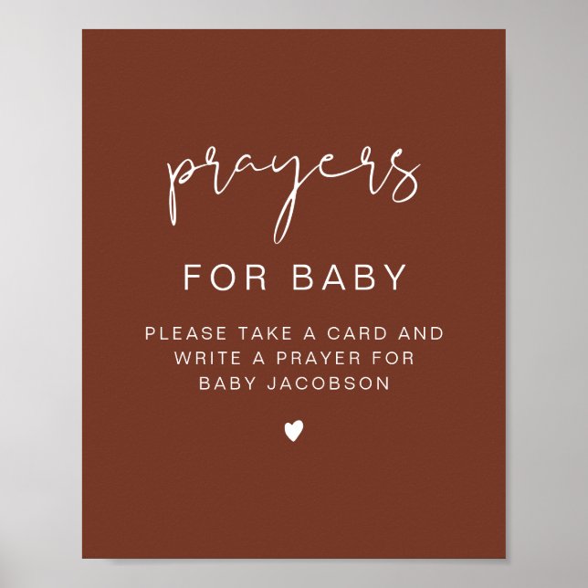 CORIANDER Rust Baby Shower Prayers for Baby Sign (Front)