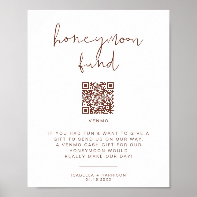 CORIANDER Rust Coloured Honeymoon Fund Wedding Sig Poster (Front)