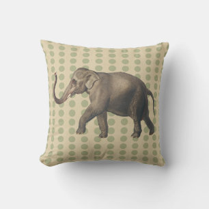 Coriander Spice Moods Dots with Elephant Throw Pillow