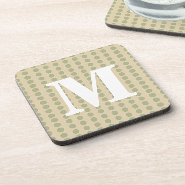 Coriander Spice Moods Dots with monogram Coaster (Left Side)
