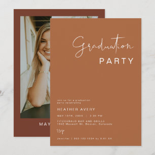 CORIANDER Terracotta and Rust Graduation Party Invitation