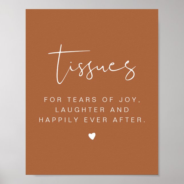 CORIANDER Terracotta Boho Tissues Wedding Sign (Front)