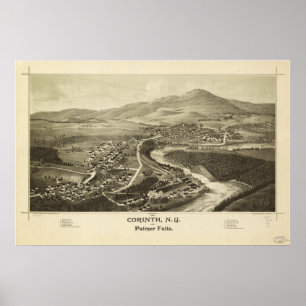 Corinth New York 1888 Antique Panoramic Map Poster