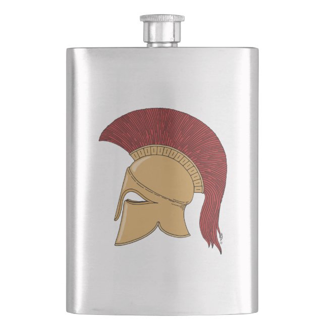 Corinthian Helmet Hip Flask (Front)