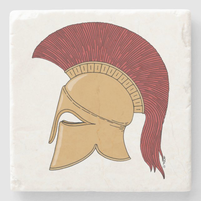 Corinthian Helmet Stone Coaster (Front)