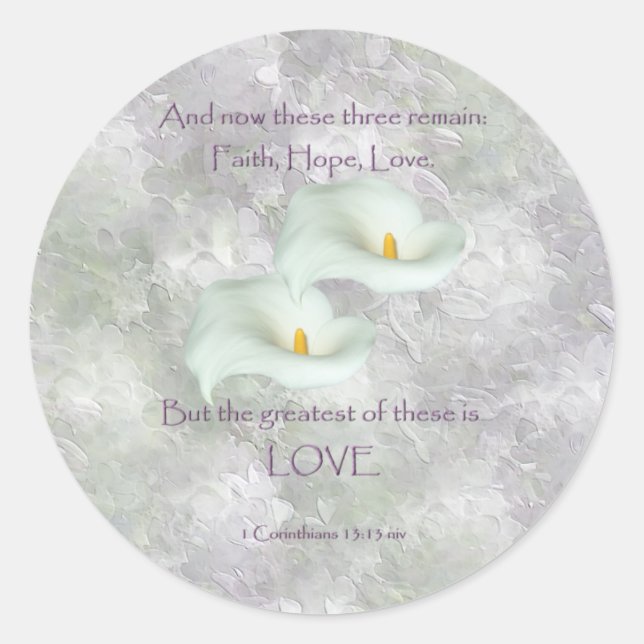 Corinthians 13:13 Faith Hope Love Classic Round Sticker (Front)