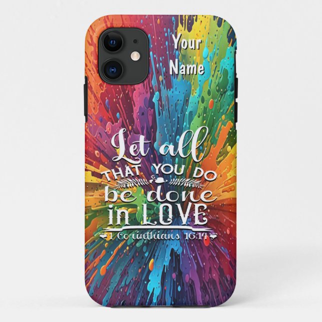 Corinthians 16-14 Love Case-Mate iPhone Case (Back)