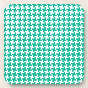 Cork Coaster or Table Mat, Emerald Green Dogtooth