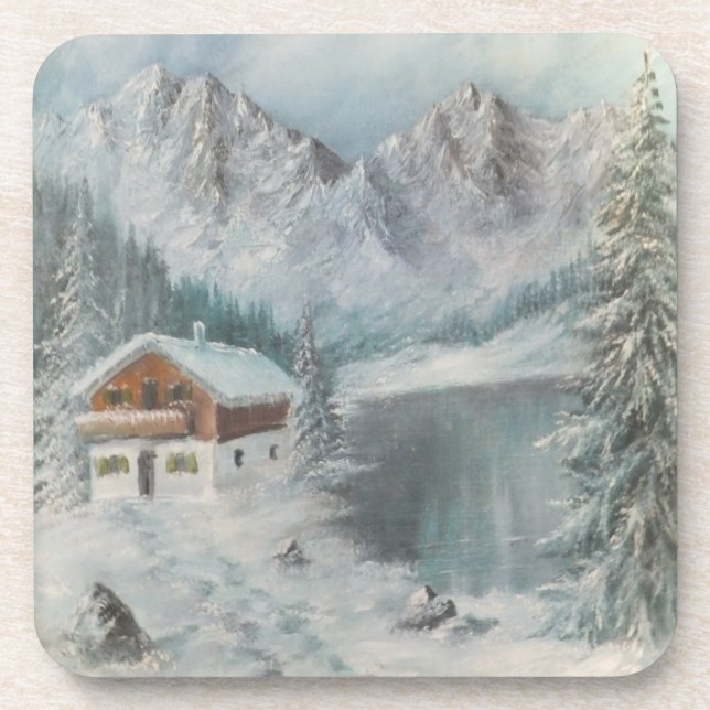 Cork Coaster Set Ann Hayes Bavarian Snow Dream (Front)