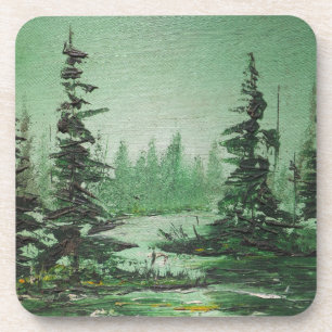 Cork Coaster Set Ann Hayes Green Forest